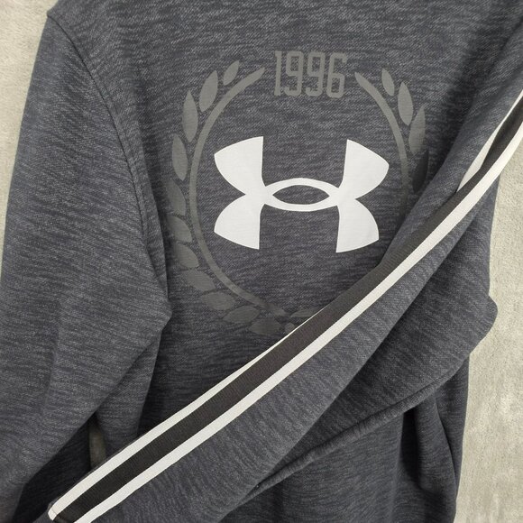 Under Armour Mens M Essential Fleece Heritage Crew Sweatshirt Grey Black 1996 UA - Picture 10 of 14